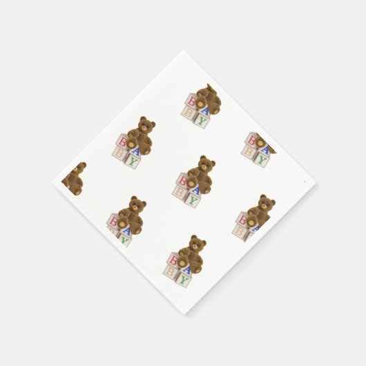 Teddybeer met blokken servet (Hoek)