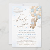 Teddybeer met Blue Balloons Baby shower Kaart (Voorkant)