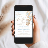 Teddybeer met Blue Balloons Baby shower Kaart