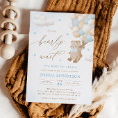 Teddybeer met Blue Balloons Baby shower Kaart