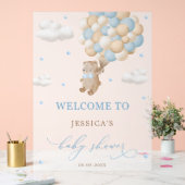 Teddybeer met Blue Balloons Baby shower Welkom Acryl Bord (Huwelijk)