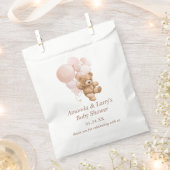 Teddybeer met blush roze ballonnen bedankzakje (Geknipt)