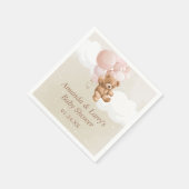 Teddybeer met blush roze ballonnen servet (Hoek)
