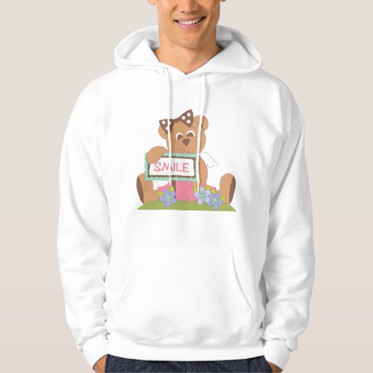 Teddybeer met boog die het lachsignaal vasthoudt hoodie (Voorkant)