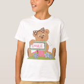 Teddybeer met boog die het lachsignaal vasthoudt t-shirt (Voorkant)