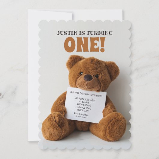 Teddybeer met bordje kaart (Voorkant)