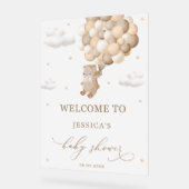 Teddybeer met bruine ballonnen Baby shower Welkom Acryl Bord (Hoek)