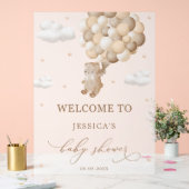 Teddybeer met bruine ballonnen Baby shower Welkom Acryl Bord (Huwelijk)