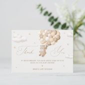 Teddybeer met bruine ballonnen bedankkaart kaart (Staand voorkant)