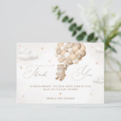 Teddybeer met bruine ballonnen bedankkaart kaart (Staand voorkant)