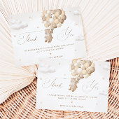 Teddybeer met bruine ballonnen bedankkaart kaart