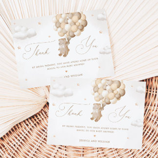 Teddybeer met bruine ballonnen bedankkaart kaart