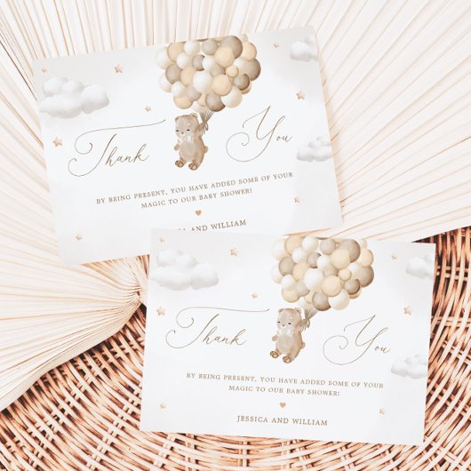 Teddybeer met bruine ballonnen bedankkaart kaart