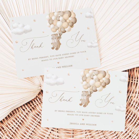 Teddybeer met bruine ballonnen bedankkaart kaart