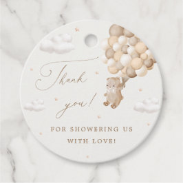 Teddybeer met bruine ballonnen bedankt bedankjes labels