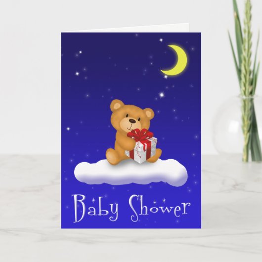 Teddybeer met cadeau - Baby shower Wenskaart (Voorkant)