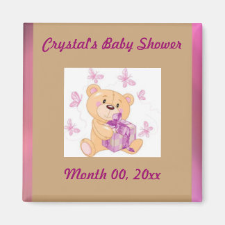 Teddybeer met cadeau Save the Date baby shower Magneet