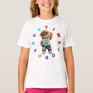 Teddybeer met casual vredig outfit 1 t-shirt