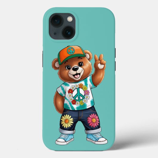 Teddybeer met casual vredige outfit 1 Case-Mate iPhone case (Achterkant)
