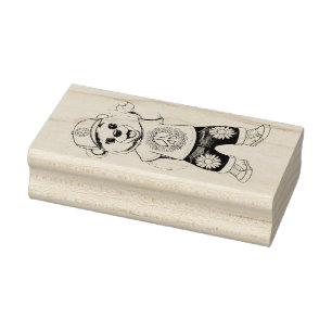 Teddybeer met casual vredige outfit 1 rubberstempel