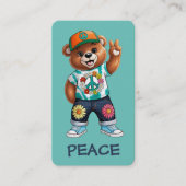 Teddybeer met casual vredige outfit 1 visitekaartje (Voorkant)