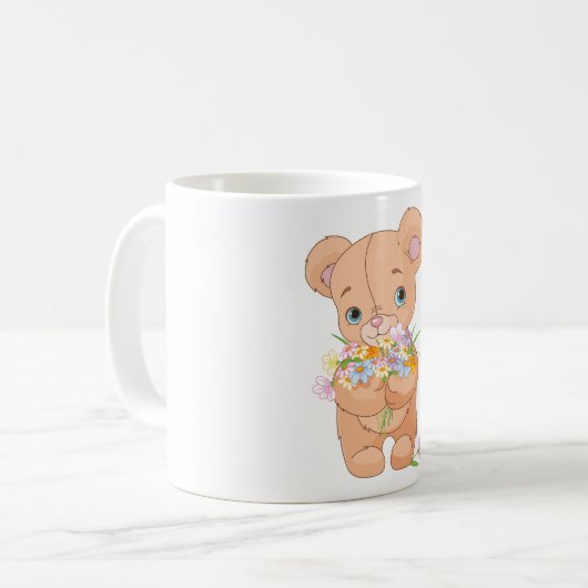 Teddybeer met een boeket Mok (Voorkant links)
