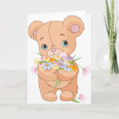 Teddybeer met een boeket Wenskaarten Kaart (Voorkant)