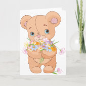 Teddybeer met een boeket Wenskaarten Kaart