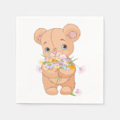 Teddybeer met een bouquet papieren servetten (Voorkant)