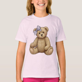 Teddybeer met een Lila boog T-shirt