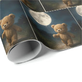 Teddybeer Met Een Maanballon Cadeaupapier (Rol Hoek)