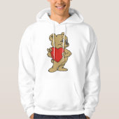 Teddybeer met een Mannen hoodie met rood hart (Voorkant)