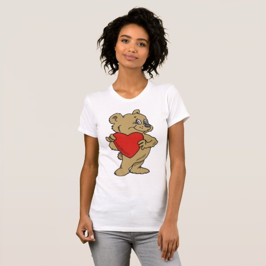 Teddybeer met een rood hart vrouwen T-shirt (Voorkant volledig)