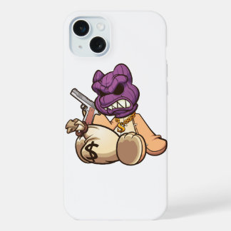 teddybeer met een skimasker en een pistool iPhone 15 plus case