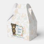 Teddybeer met Floral Wreath Baby shower Bedankdoosjes (Voorkant Zijde)
