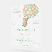 Teddybeer met groene ballonnen Baby shower Welkom Acryl Bord (Hoek)