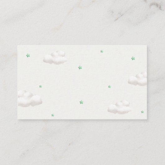 Teddybeer met groene ballonnen informatiekaartje (Achterkant)