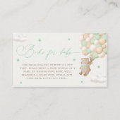 Teddybeer met groene ballonnen informatiekaartje (Voorkant)