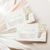 Teddybeer met groene ballonnen informatiekaartje