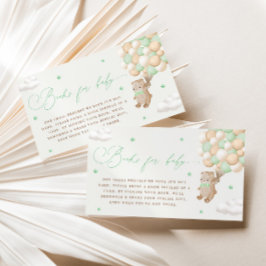 Teddybeer met groene ballonnen informatiekaartje