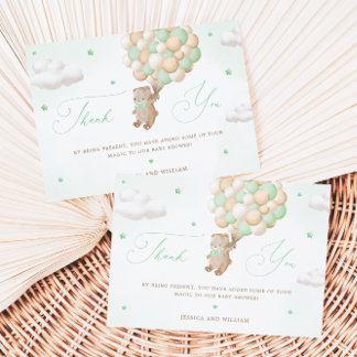 Teddybeer met groene ballonnen kaart