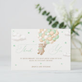 Teddybeer met groene ballonnen kaart (Staand voorkant)