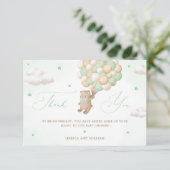 Teddybeer met groene ballonnen kaart (Staand voorkant)