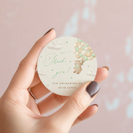 Teddybeer met groene ballonnen ronde sticker