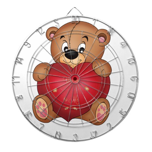 Teddybeer met hart Gezegde Hallo Dartbord (Voorkant)
