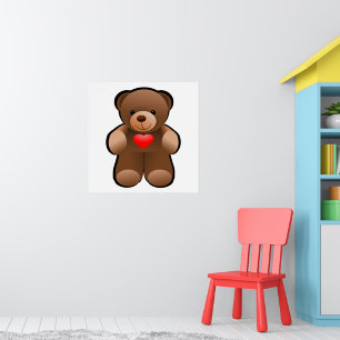Teddybeer met Hart Kinderkamer Muur Kunst Poster