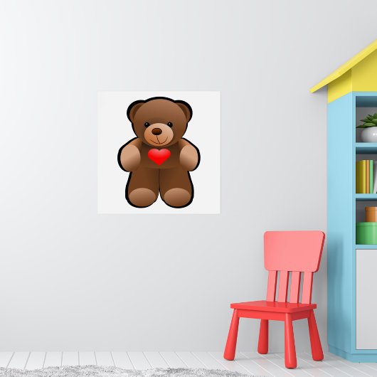 Teddybeer met Hart Kinderkamer Muur Kunst Poster (Kinderkamer 1)