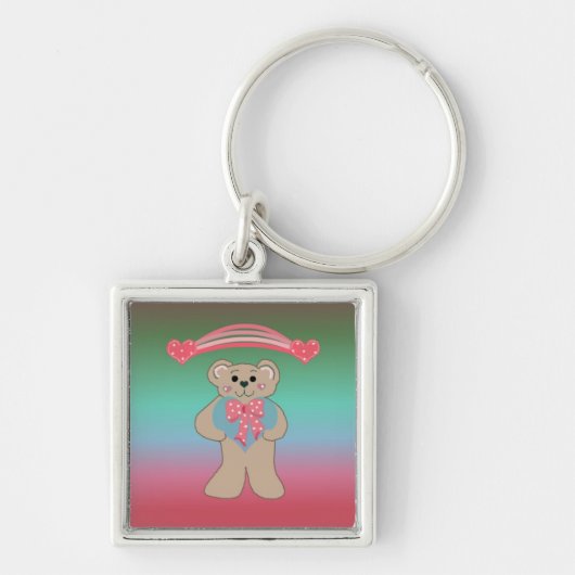 Teddybeer met Harten Sleutelhanger (Voorkant)