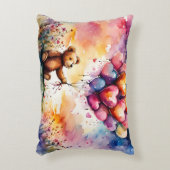 Teddybeer met hartvormige ballonnen accent kussen (Voorkant(Verticaal))