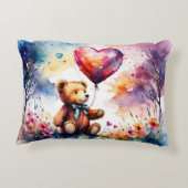 Teddybeer met hartvormige ballonnen accent kussen (Achterkant)